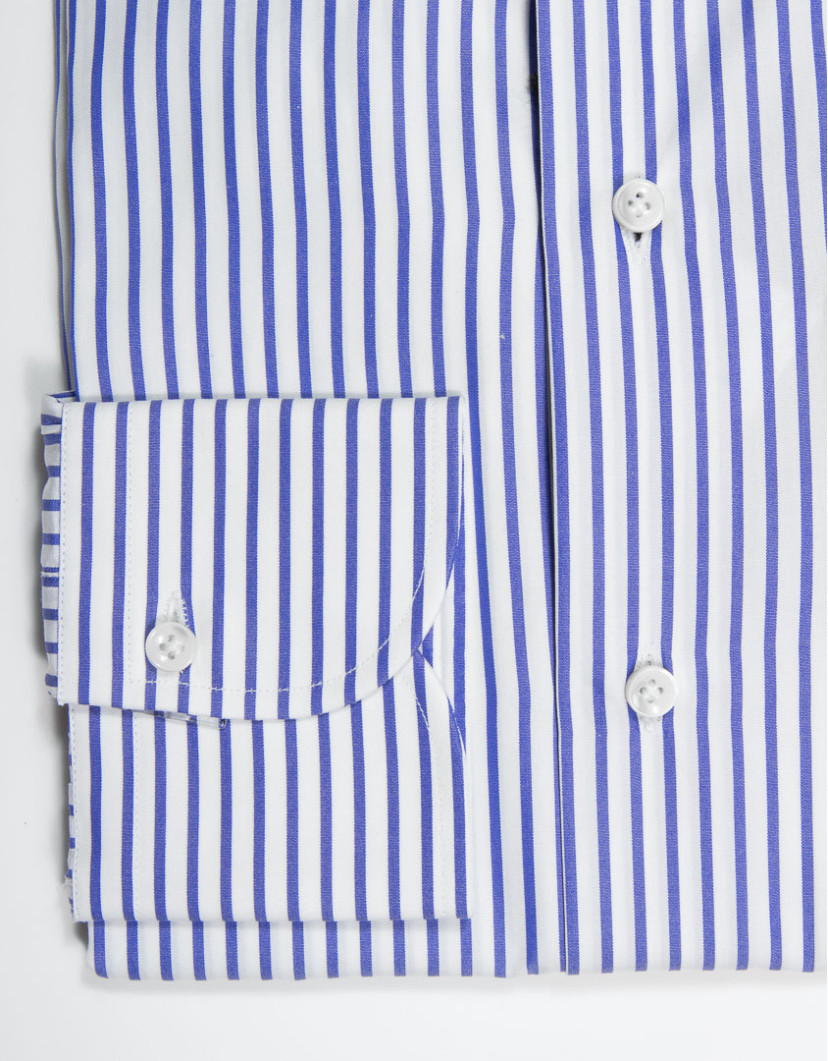 Patrick Hellmann Collection White Shirt With Blue Line And Pure Collar image